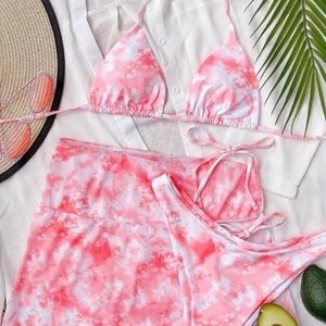 Pink tie dye bathing suit